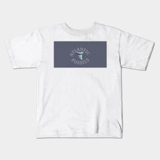 Grey Striped Nautical Light Blue Atlantic Fossils Shark Tooth Print Kids T-Shirt